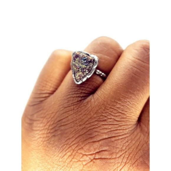 Chalcopyrite crystal Ring handmade gothic metalwork - Picture 10 of 12